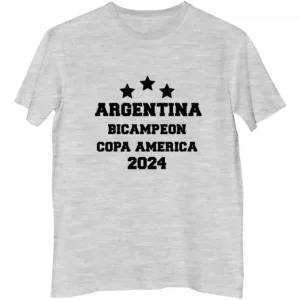 Remera Gris Hombre Argentina Bicampeon America Copa 2024