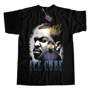 Remera Negra Rapero Ice Cube Estampa Grande Calidad Premium