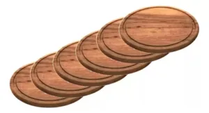 6 Platos Para Asado, Picadas, Madera Algarrobo 24 Cm X 6 Unidades