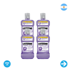 Listerine - Enjuague Bucal Cuidado Total Frescura Suave - 500ml x4 Unidades