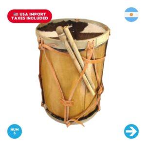 Bombo Criollo Nº 3 con Parche de Cuero y Baquetas
