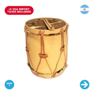 Bombo Legüero Nº 7 con Parche de Cuero y Baquetas