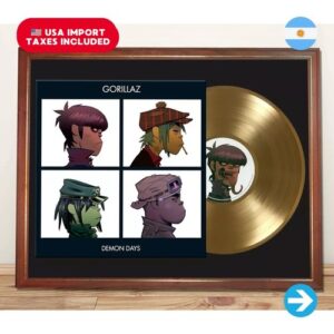 Colección Melómana - Cuadro Gorillaz Demon Days Tapa Lp Y Disco De Oro