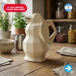 The Pingüino Argento - Jarra Pingüino de Cerámica Diseño Geométrico Facetado 500 ml