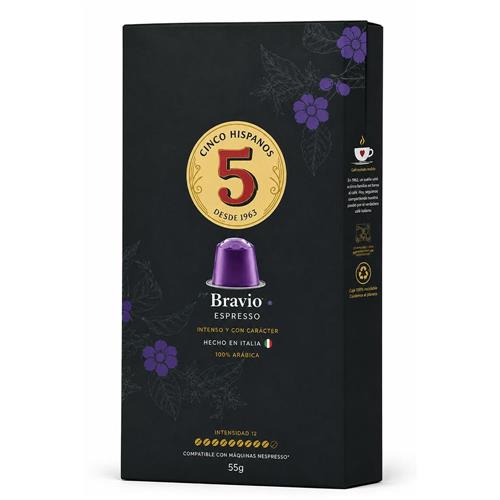 Los 5 Hispanos - Cápsulas de Café Cinco Hispanos Bravio Espresso 55gr