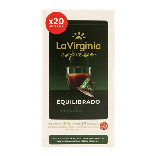 La Virginia - Cápsulas de Café Espresso Equilibrado 20 Cápsulas 104gr