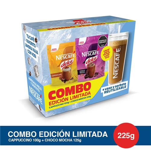 Nescafé - Combo Cappuccino + Choco Mocha + Vaso y Sorbete Nescafé 225gr