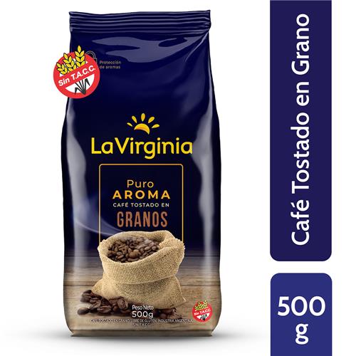 La Virginia - Café en Grano Tostado Puro Aroma Paquete 500gr