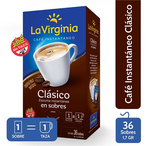 La Virginia - Café Instantáneo Clásico Caja x 36 Sobres 2gr