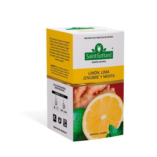 Saint Gottard - Té Limón, Lima, Jengibre y Menta Caja 20 Saquitos