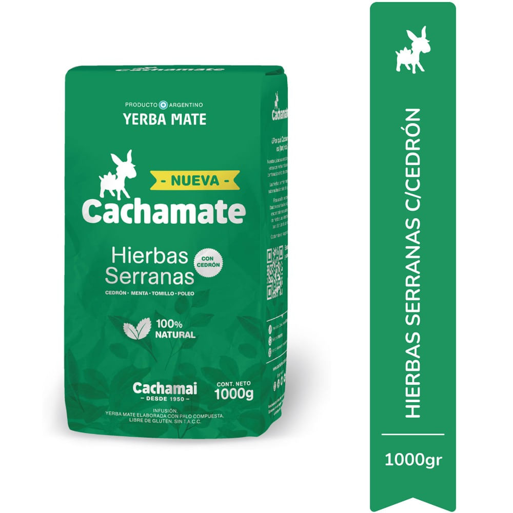Cachamate - Yerba Mate Hierbas Serranas Con Cedrón 1kg