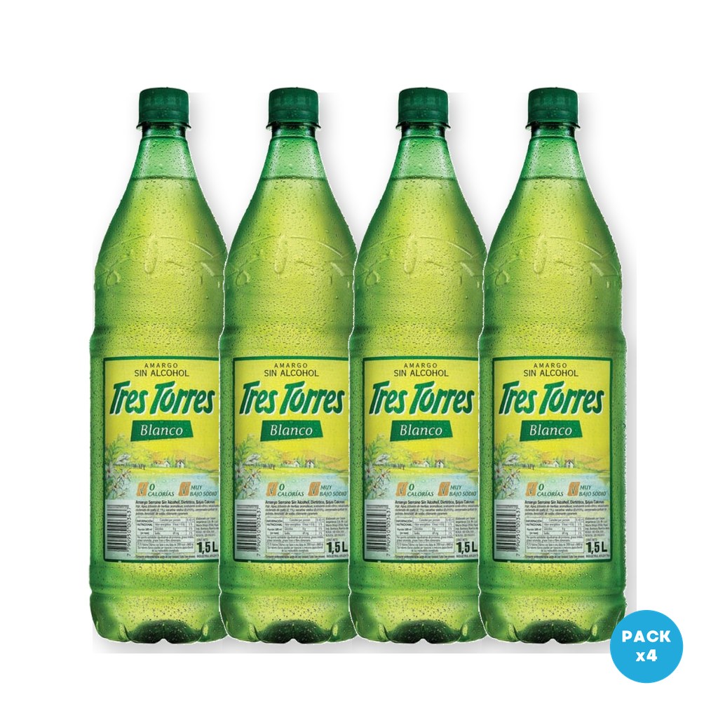 Tres Torres – Aperitivo Sin Alcohol Blanco 1.5L – 4 unidades Tres Torres - Aperitivo Sin Alcohol Blanco 1.5L - 4 unidades