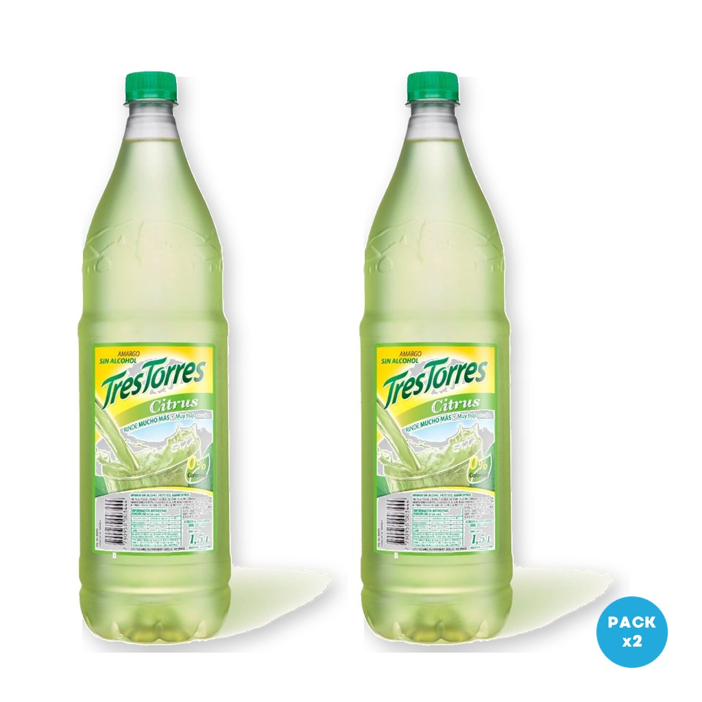 Tres Torres – Aperitivo Sin Alcohol Citrus 1.5L – 2 unidades Tres Torres - Aperitivo Sin Alcohol Citrus 1.5L - 2 unidades