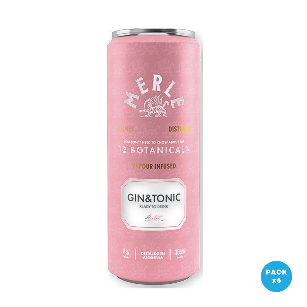 Merle - Gin Tonic Sabor Frutos Cítricos Y Especias Lata 355ml - 1 Six Pack