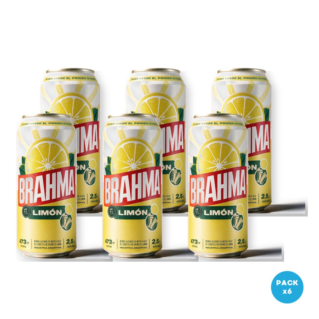 Brahma - Cerveza Limón Lata 473ml - 1 Six Pack
