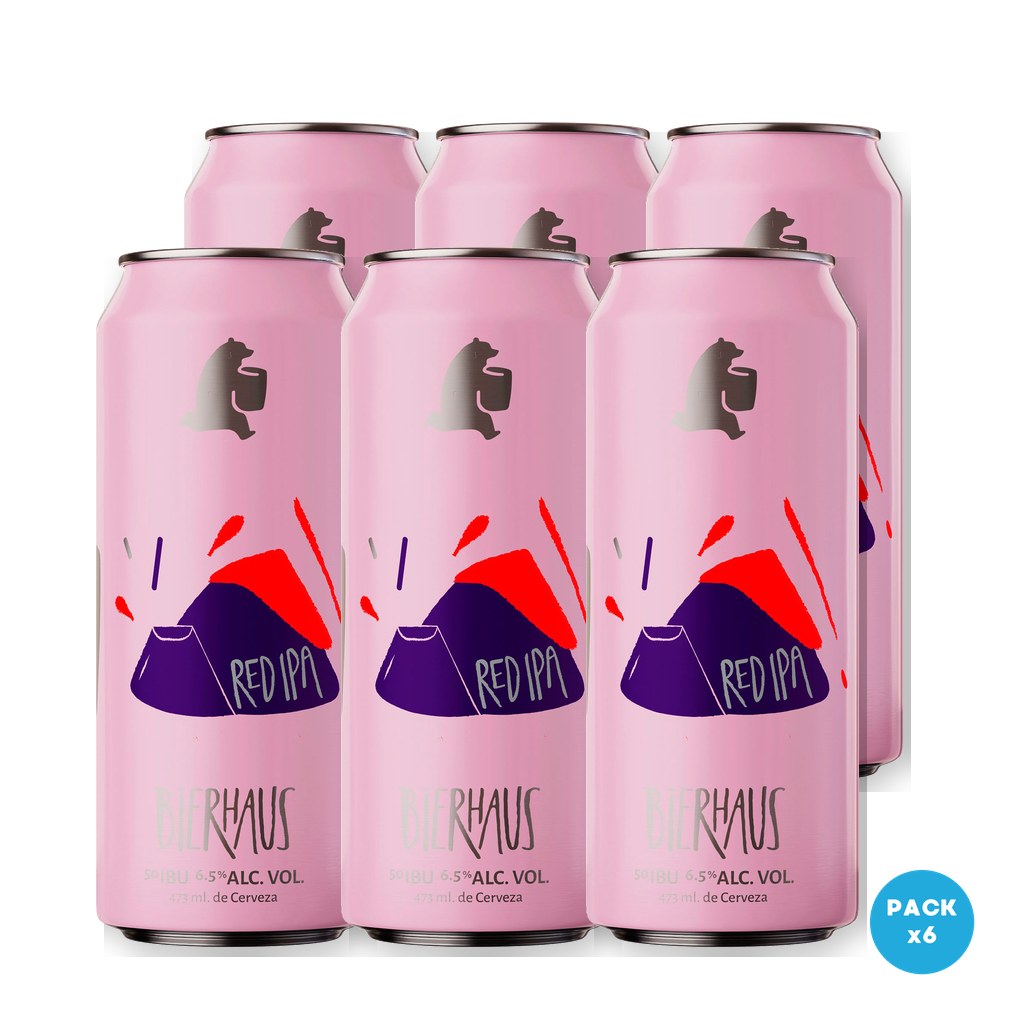 Bierhaus - Cerveza Red IPA Lata 473ml - 1 Six Pack