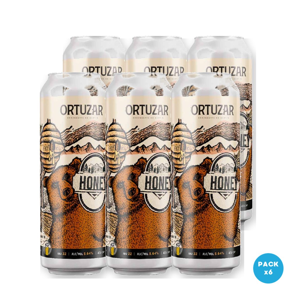 Ortúzar - Cerveza Honey Lata 473ml - 1 Six Pack