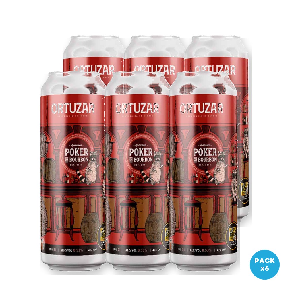 Ortúzar - Cerveza Poker con Bourbon Lata 473ml - 1 Six Pack