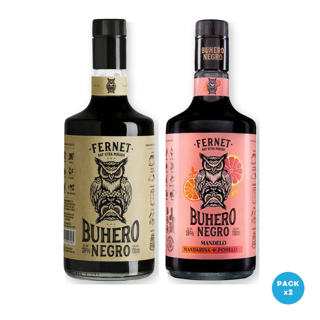 Combo x2: Buhero Negro - Fernet 700ml + Buhero Negro - Fernet Mandelo 700ml