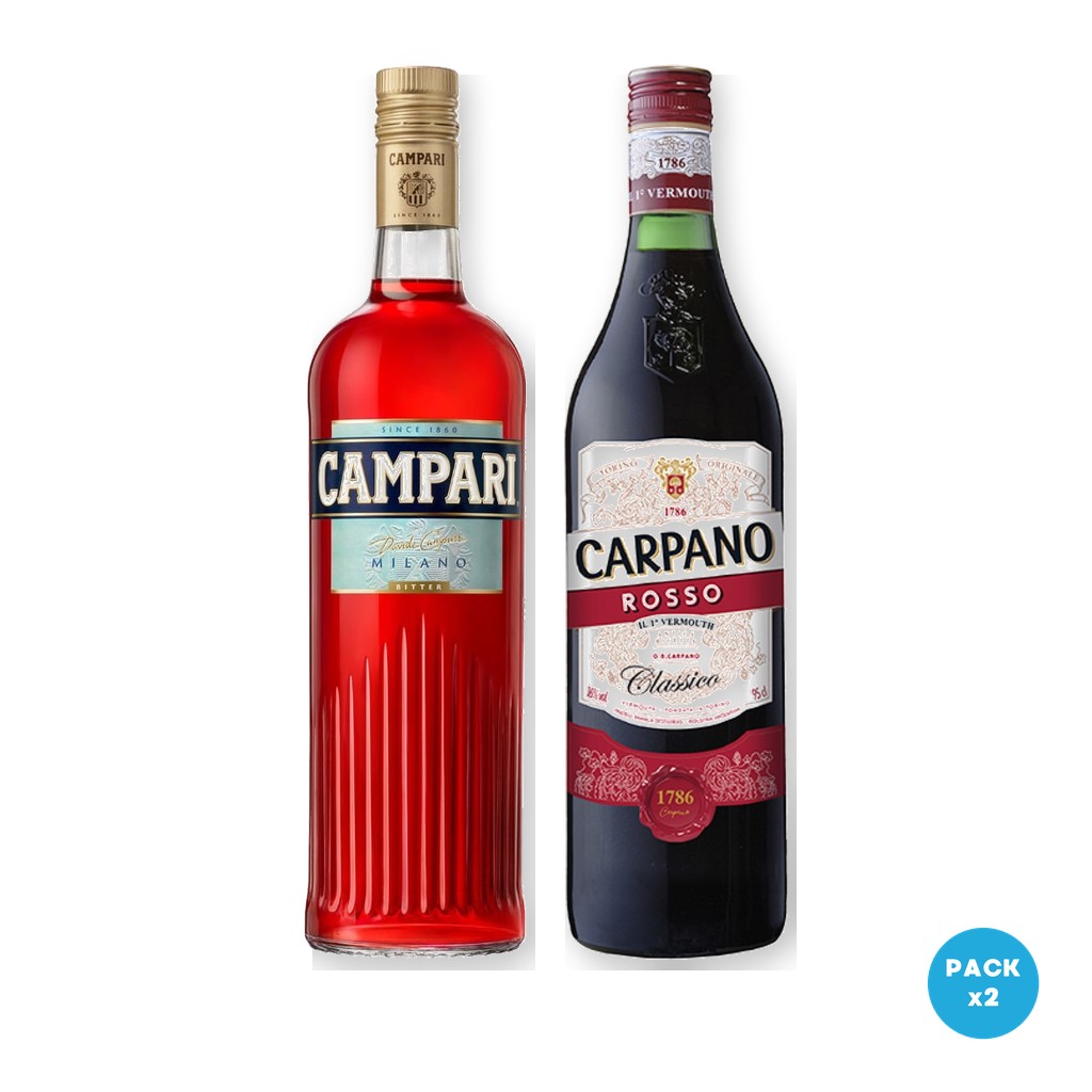 Combo x2: Campari - Aperitivo 750ml + Carpano - Vermouth Rosso 950ml (Kit Negroni de Autor)