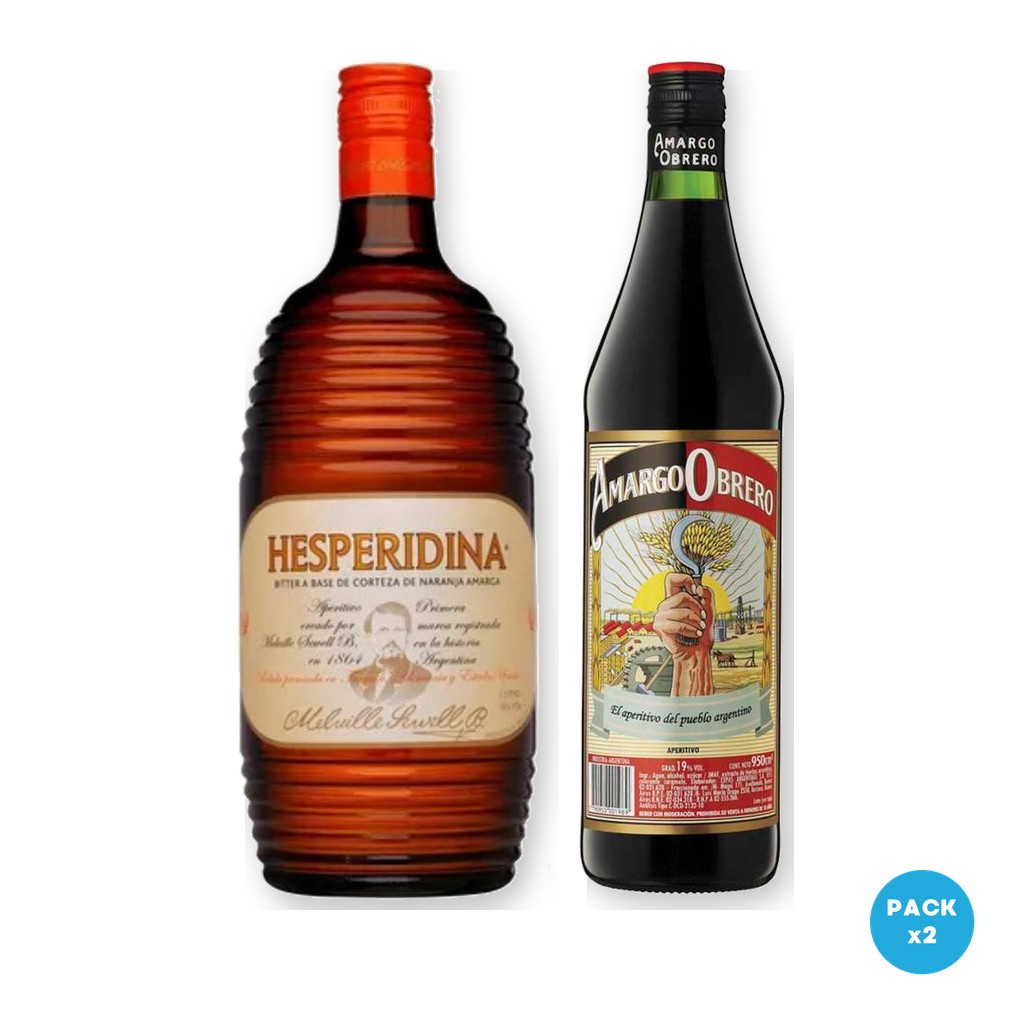 Combo x2: Hesperidina - Aperitivo de Hierbas 1L + Obrero - Aperitivo Amargo 950ml