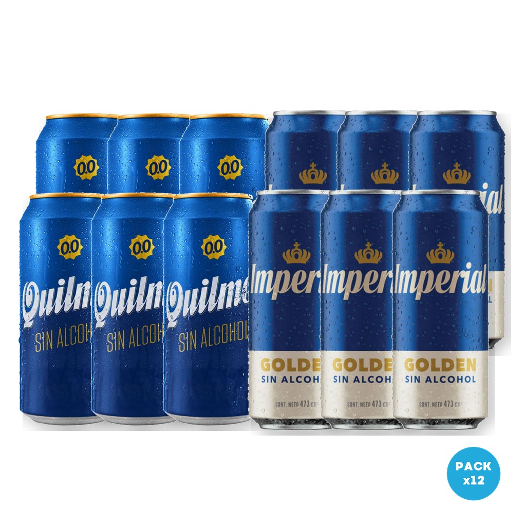 Combo Cervezas Sin Alcohol 0.0% (12 Latas): 1 Six Pack Quilmes 0.0% 473ml + 1 Six Pack Imperial Golden 0% 473ml