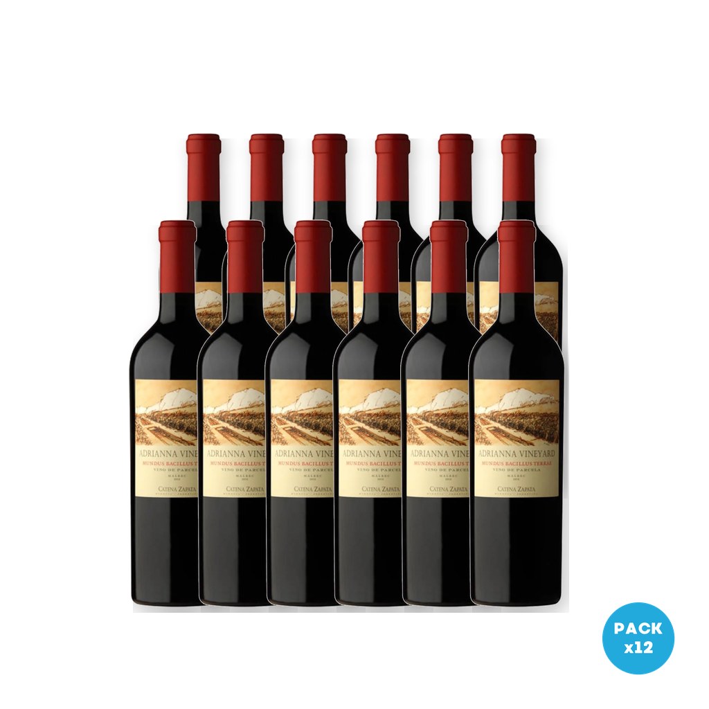 Catena Zapata – Vino Tinto Adrianna Vineyard Mundus Bacillus Malbec 750ml – 12 unidades Catena Zapata - Vino Tinto Adrianna Vineyard Mundus Bacillus Malbec 750ml - 12 unidades