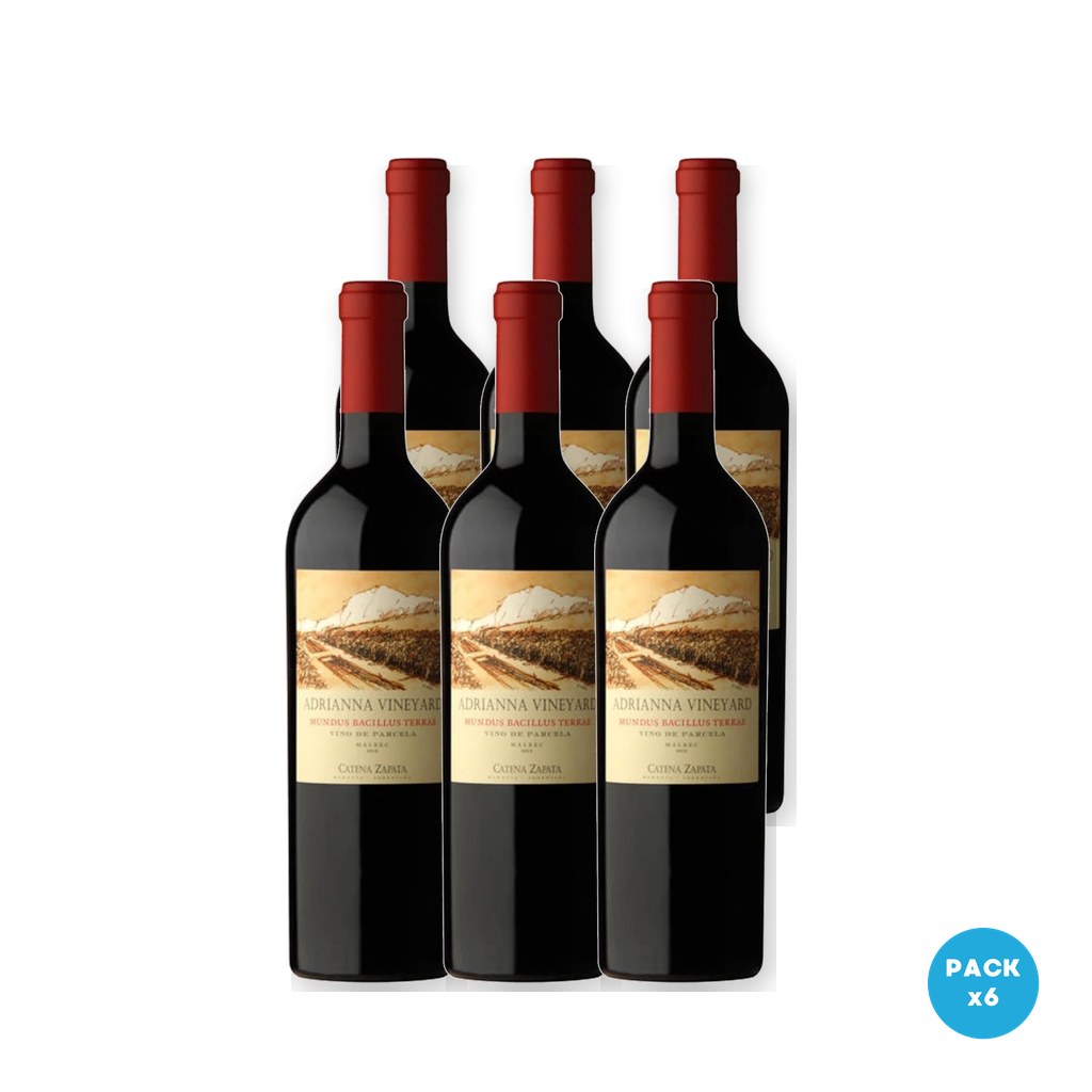 Catena Zapata - Vino Tinto Adrianna Vineyard Mundus Bacillus Malbec 750ml - 6 unidades
