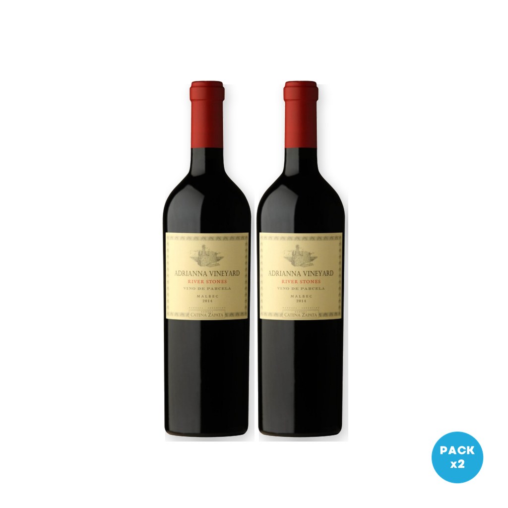Catena Zapata – Vino Tinto Adrianna Vineyard River Stones Malbec 750ml – 2 unidades Catena Zapata - Vino Tinto Adrianna Vineyard River Stones Malbec 750ml - 2 unidades