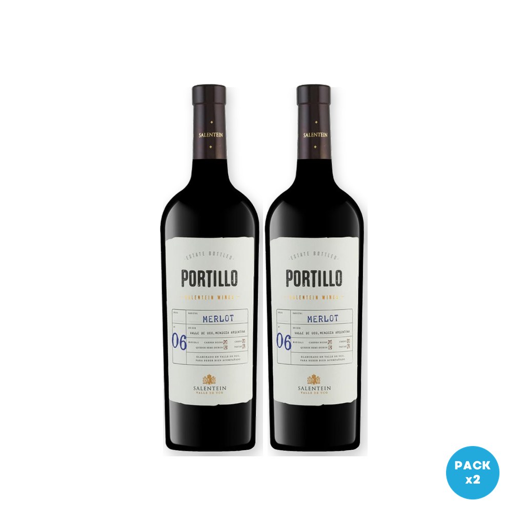 Portillo – Vino Merlot 750ml – 2 unidades Portillo - Vino Merlot 750ml - 2 unidades