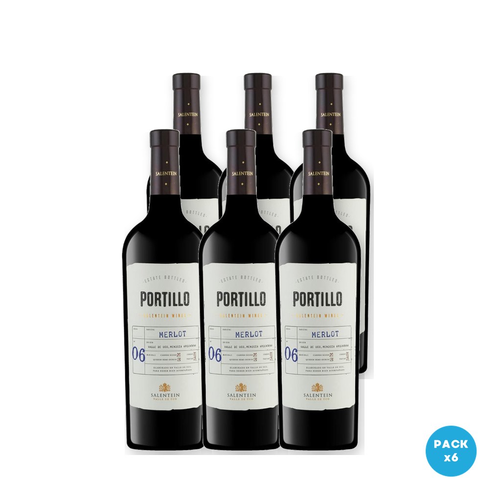 Portillo - Vino Merlot 750ml - 6 unidades