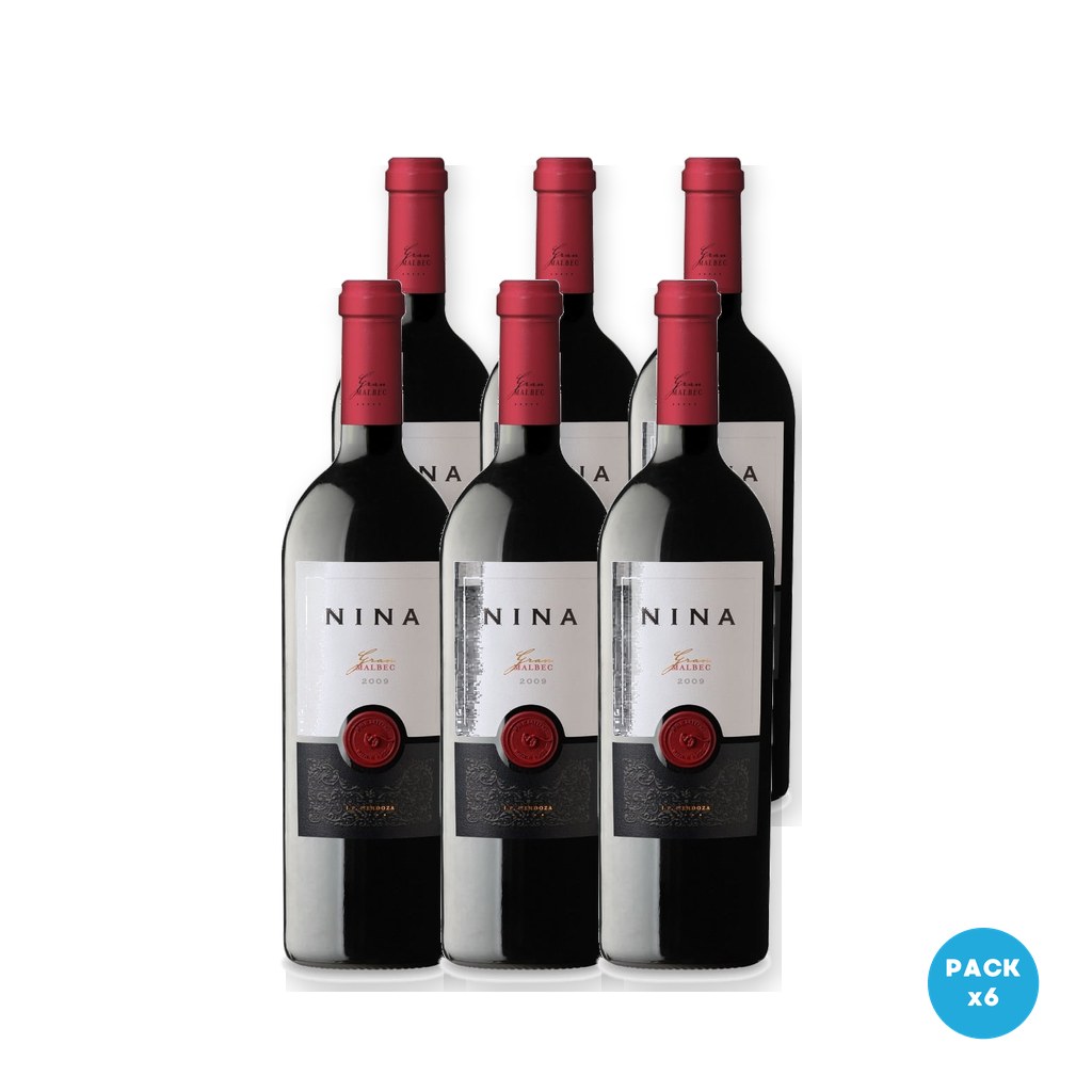 Nina - Vino Tinto Gran Malbec 750ml - 6 unidades