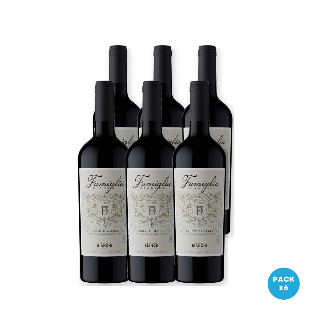 Bianchi - Vino Tinto Orgánico Malbec Famiglia 750ml - 6 unidades