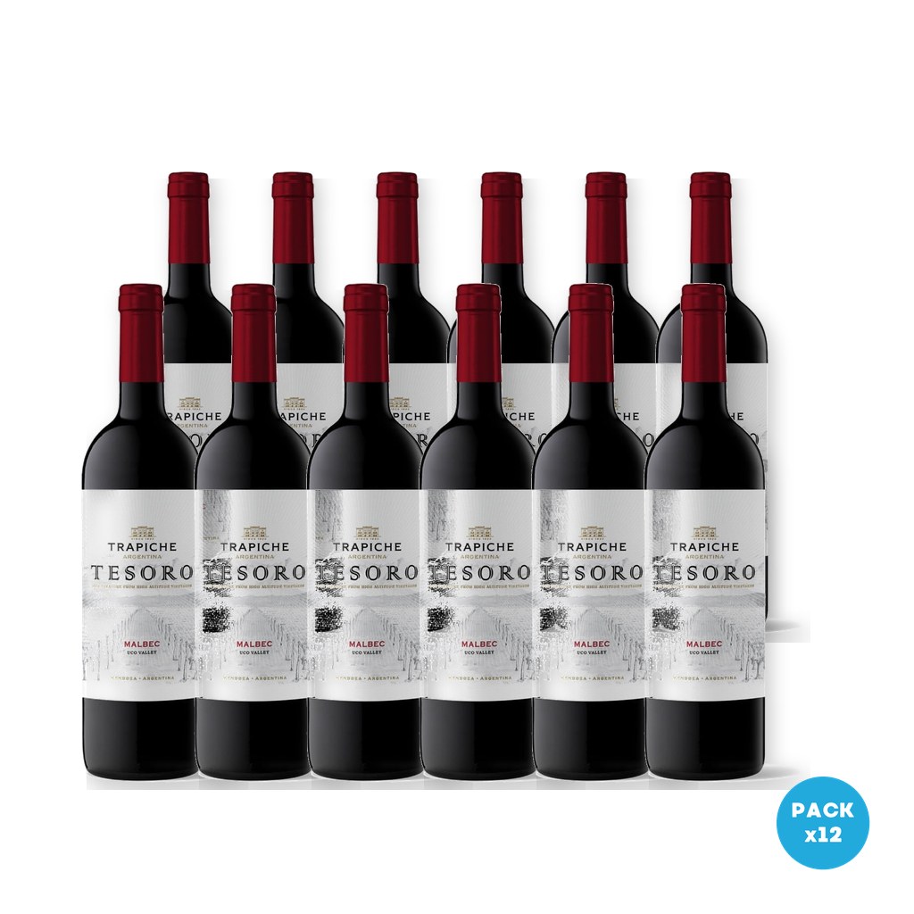 Trapiche – Vino Malbec Tesoro 750ml – 12 unidades Trapiche - Vino Malbec Tesoro 750ml - 12 unidades