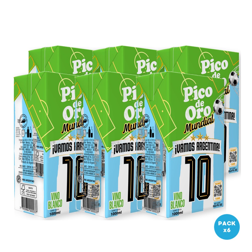 Pico De Oro - Vino Blanco Tetra Brik 1L - 6 unidades