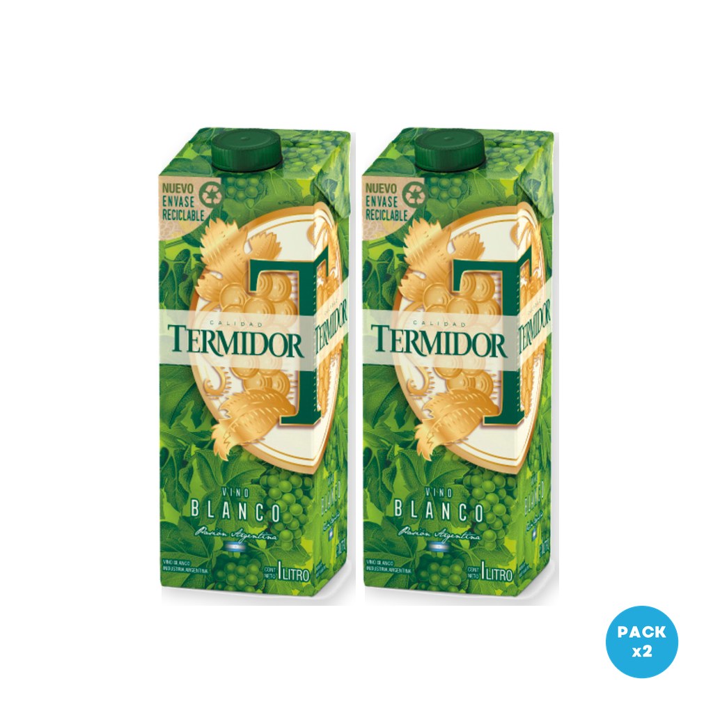 Termidor – Vino Blanco Tetra Brik 1L – 2 unidades Termidor - Vino Blanco Tetra Brik 1L - 2 unidades
