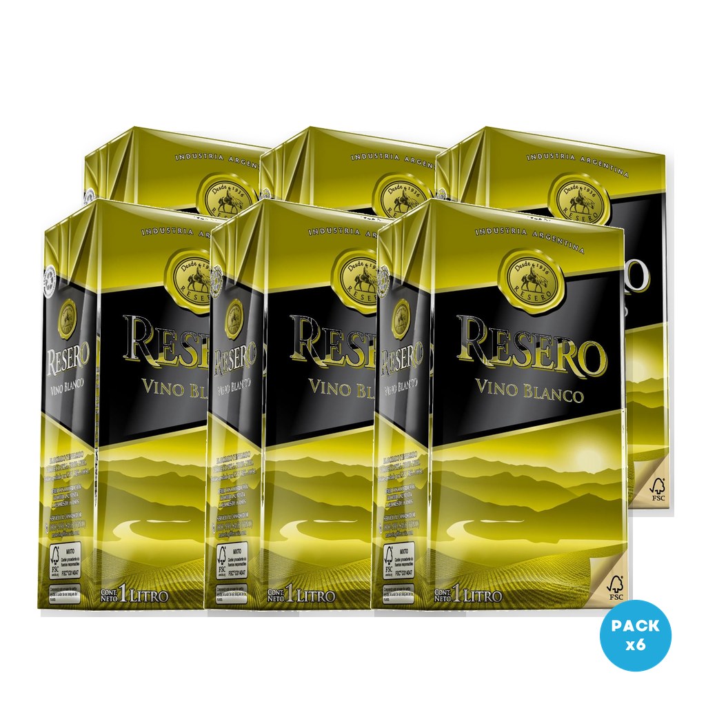 Resero - Vino Blanco Tetra Brik 1L - 6 unidades