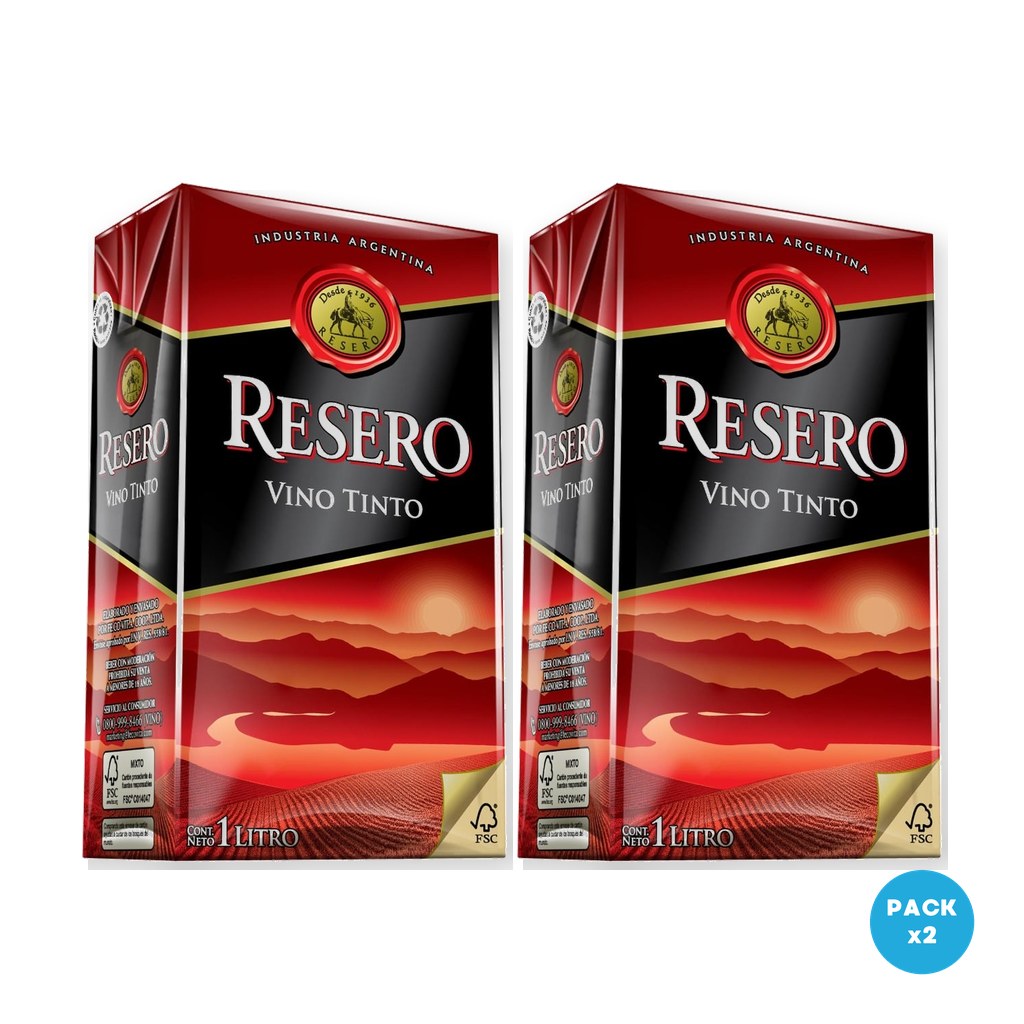 Resero – Vino Tinto Tetra Brik 1L – 2 unidades Resero - Vino Tinto Tetra Brik 1L - 2 unidades