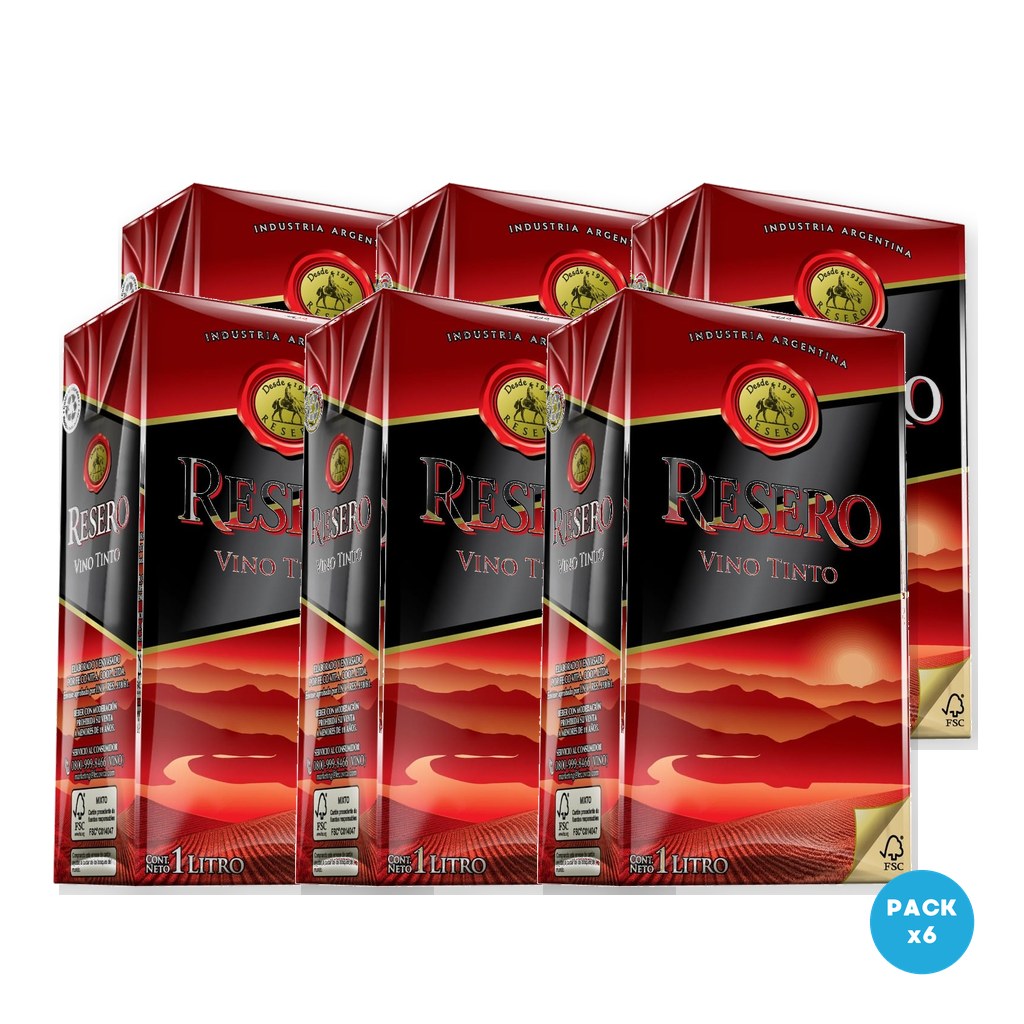 Resero - Vino Tinto Tetra Brik 1L - 6 unidades