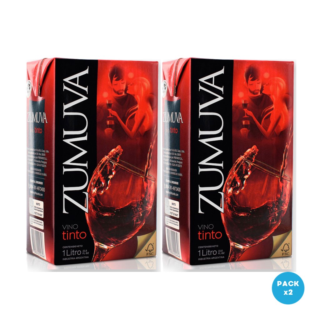 Zumuva – Vino Tinto Tetra Brik 1L – 2 unidades Zumuva - Vino Tinto Tetra Brik 1L - 2 unidades