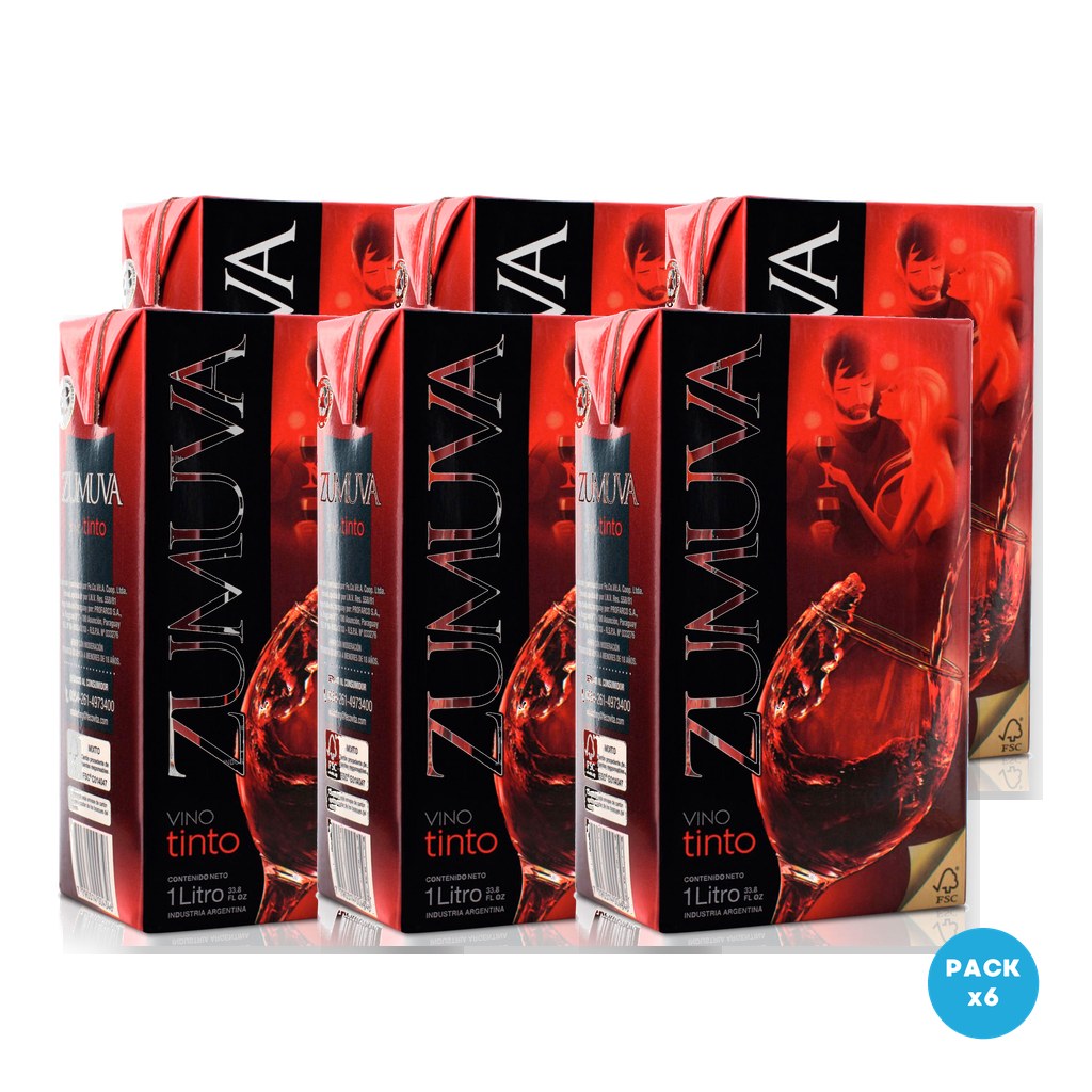 Zumuva - Vino Tinto Tetra Brik 1L - 6 unidades
