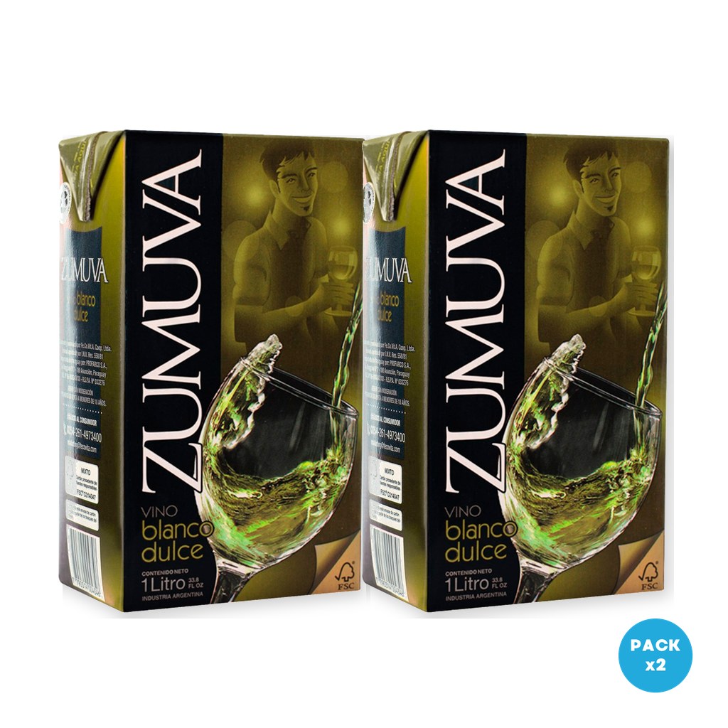 Zumuva – Vino Blanco Dulce Tetra Brik 1L – 2 unidades Zumuva - Vino Blanco Dulce Tetra Brik 1L - 2 unidades