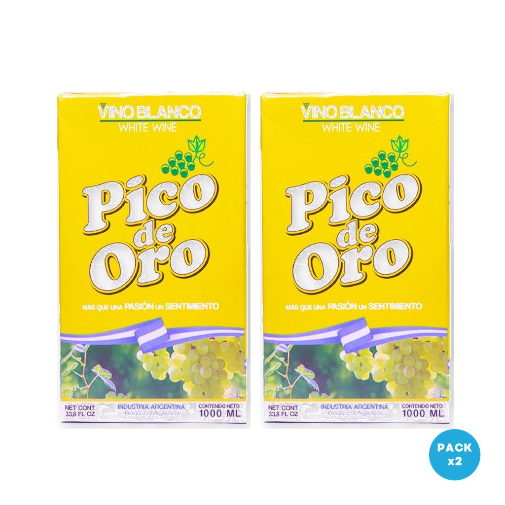 Pico De Oro – Vino Blanco Dulce Tetra Brik 1L – 2 unidades Pico De Oro - Vino Blanco Dulce Tetra Brik 1L - 2 unidades