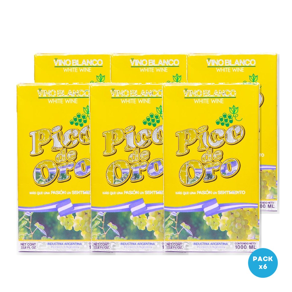 Pico De Oro - Vino Blanco Dulce Tetra Brik 1L - 6 unidades