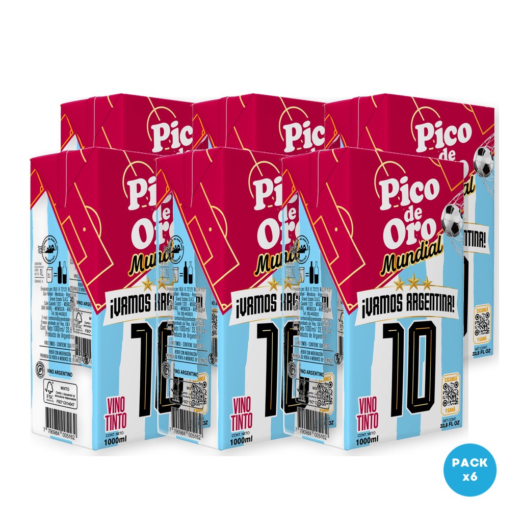 Pico De Oro - Vino Tinto Tetra Brik 1L - 6 unidades