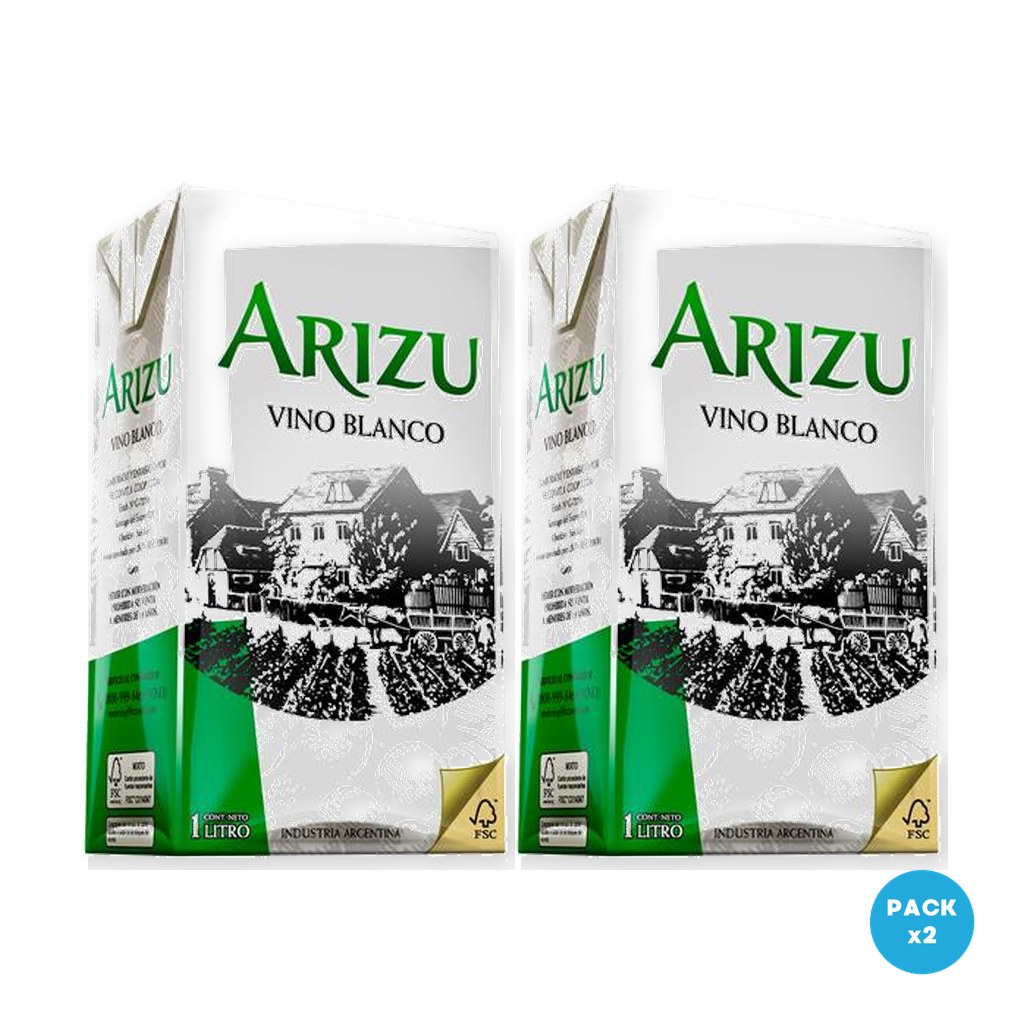 Arizu – Vino Blanco Tetra Brik 1L – 2 unidades Arizu - Vino Blanco Tetra Brik 1L - 2 unidades