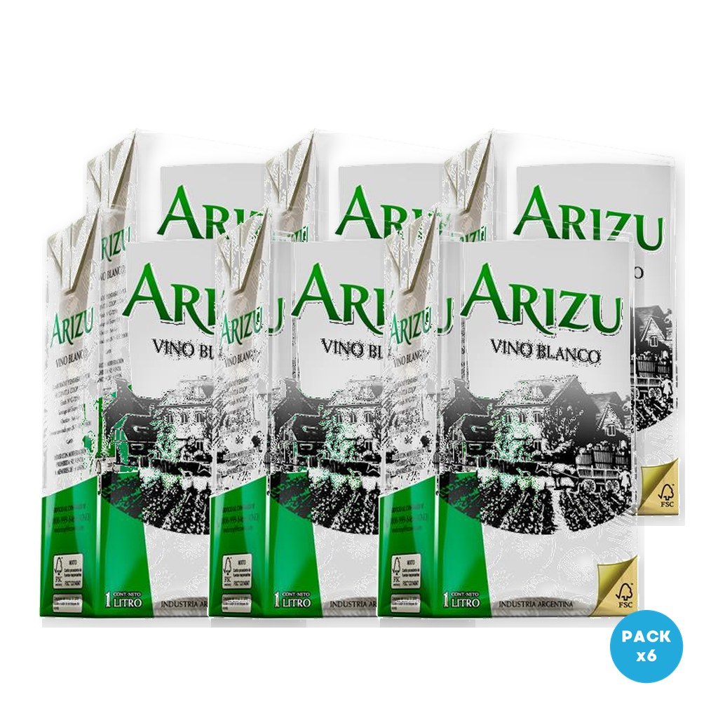 Arizu - Vino Blanco Tetra Brik 1L - 6 unidades