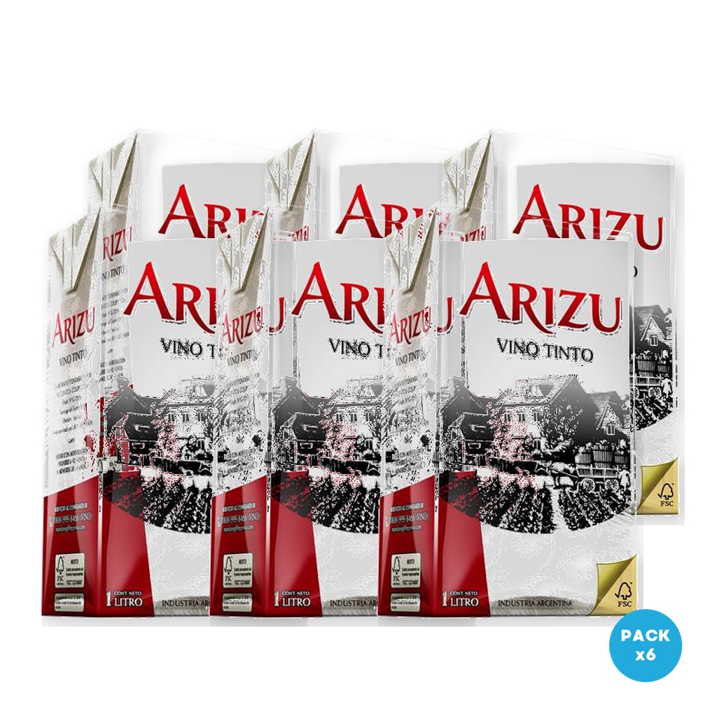 Arizu - Vino Tinto Tetra Brik 1L - 6 unidades