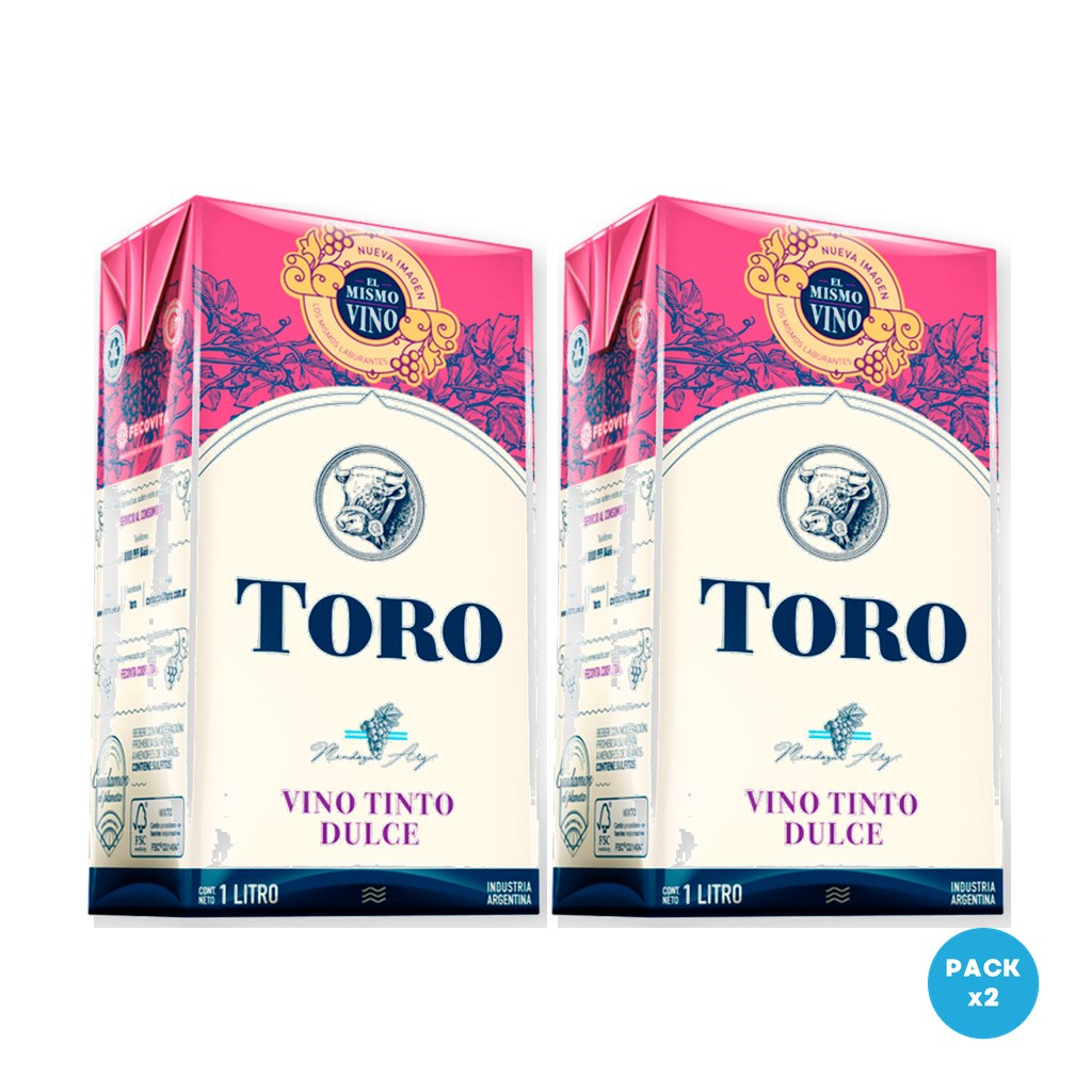 Toro – Vino Tinto Dulce Tetra Brik 1L – 2 unidades Toro - Vino Tinto Dulce Tetra Brik 1L - 2 unidades