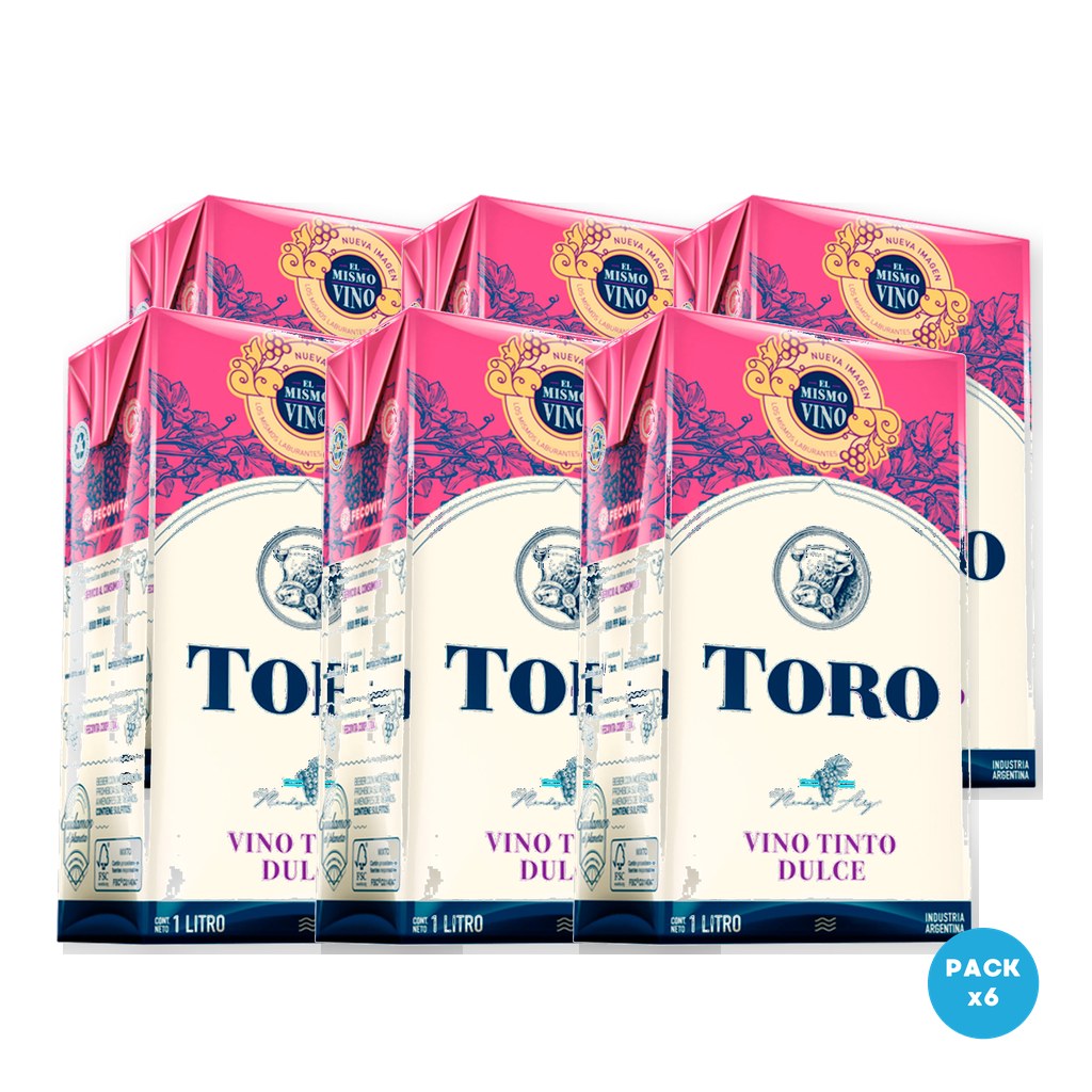 Toro - Vino Tinto Dulce Tetra Brik 1L - 6 unidades